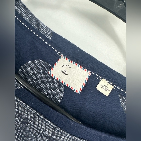 Anthropologie POSTMARK Navy & Silver METALLIC DOT SWEATSHIRT Crop Top Sz M - Picture 4 of 4